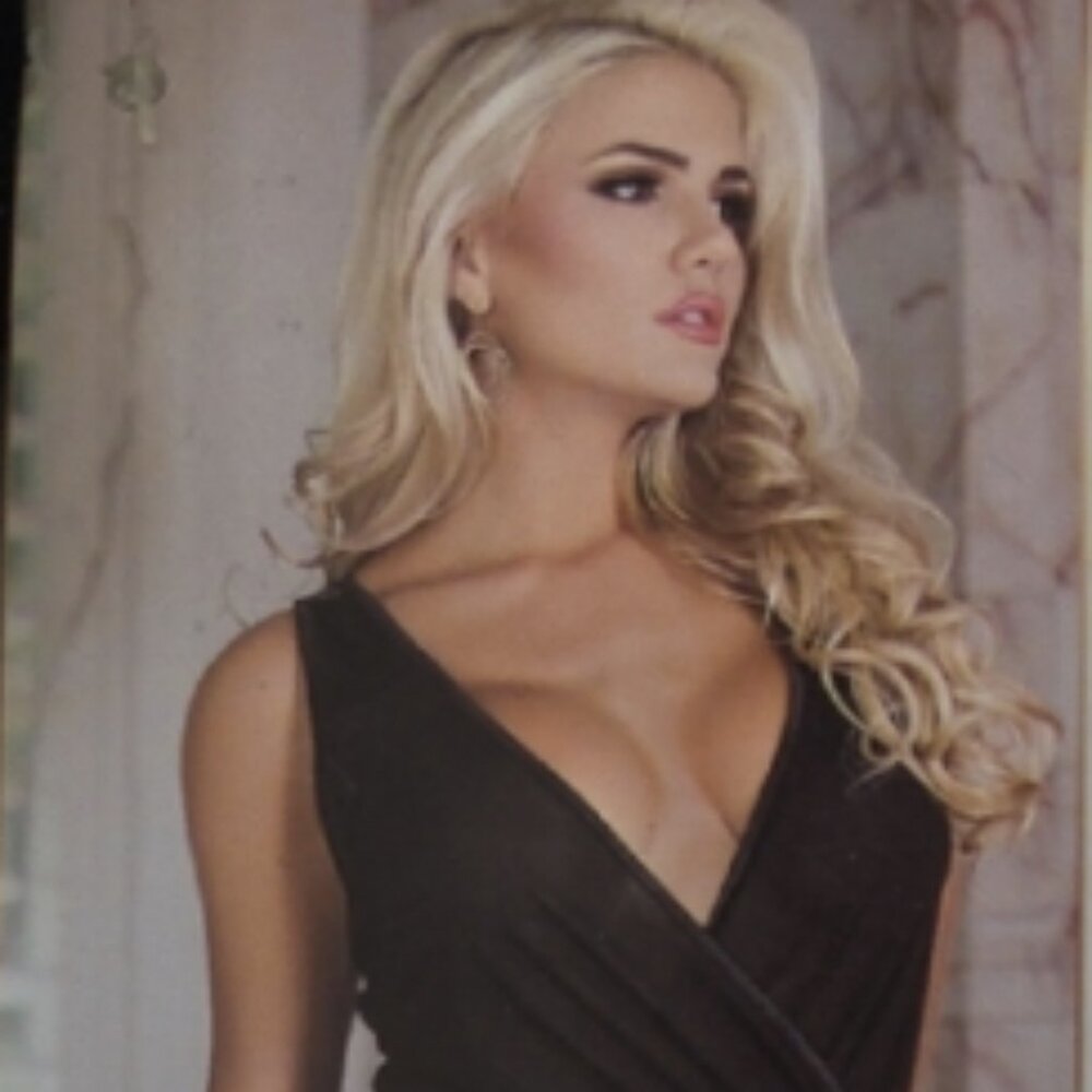 NWT Exposed by Magic Silk Black Deep Plunge Black Romper Size S/M